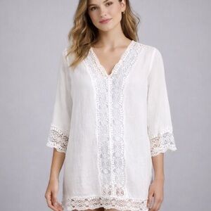 Sigrid Olsen white cotton crochet cover up